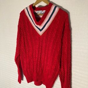 SOLD IN-STORE VTG Red Varsity Sweater V Neck